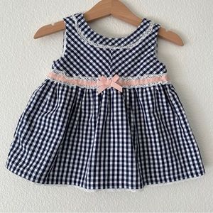 Jillian’s Closet Dark Blue & White Checked Lace Baby Dress Size 6-9 months